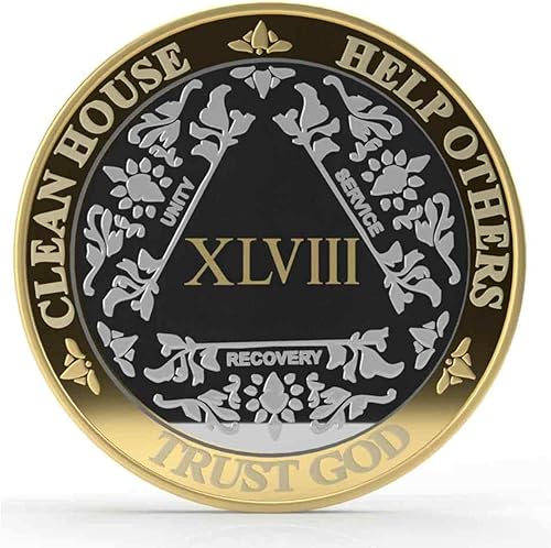 Miniatura 50 de Medallón anónimo de Alcohólicos Anónimos de Plata y Oro 1-60 años (20 años (XX)) Cápsula de Moneda AA Incluida