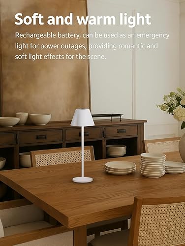 Miniatura 4 de Lámpara de mesa LED inalámbrica de 13.5 pulgadas, luz táctil moderna regulable con carga USB-C, lámpara recargable con batería para dormitorio, sala