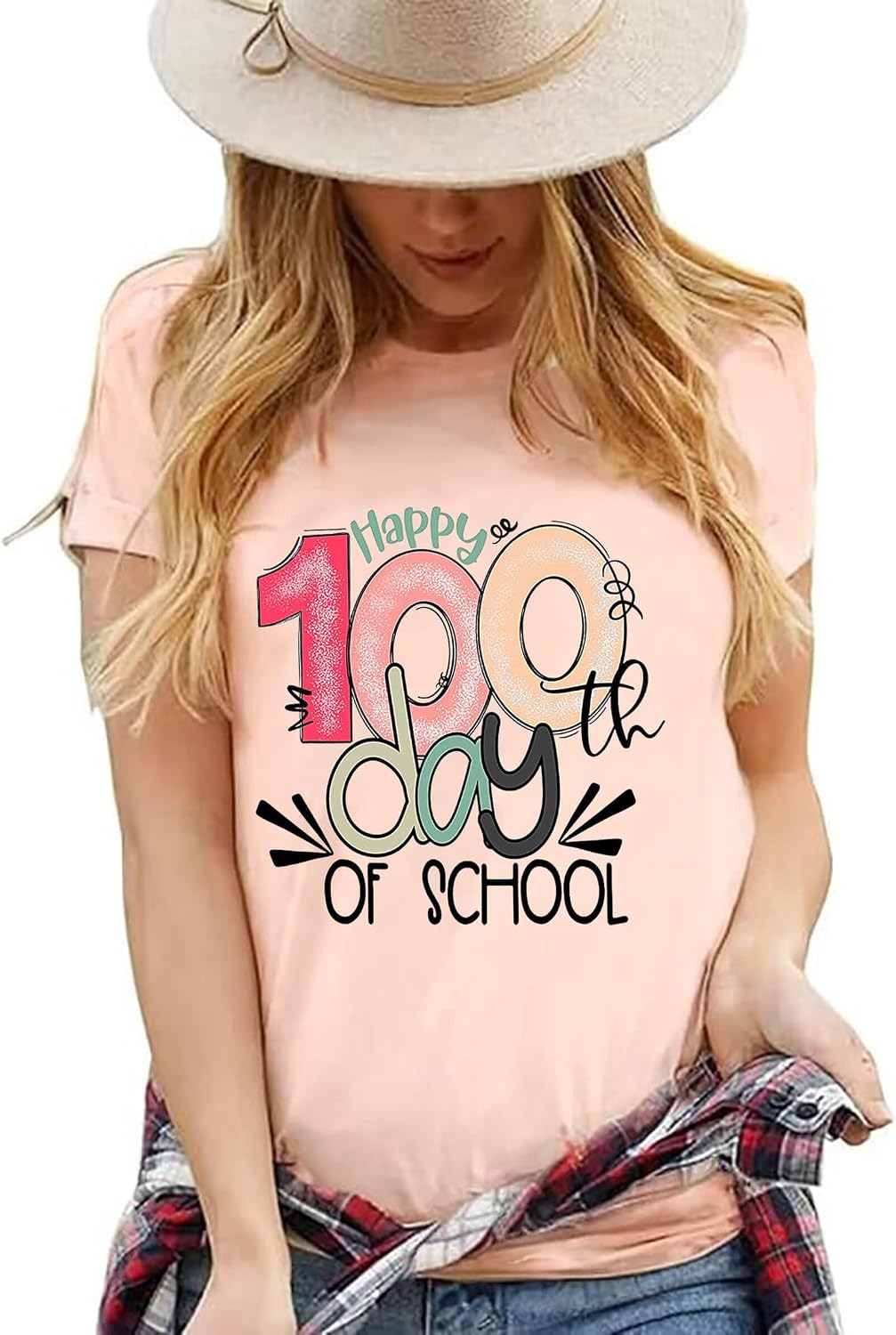 fyaphion 100 days of school shirt women teacher tshirts happy 100th days shirt celebration appreciation gift xx-large 01-light pink