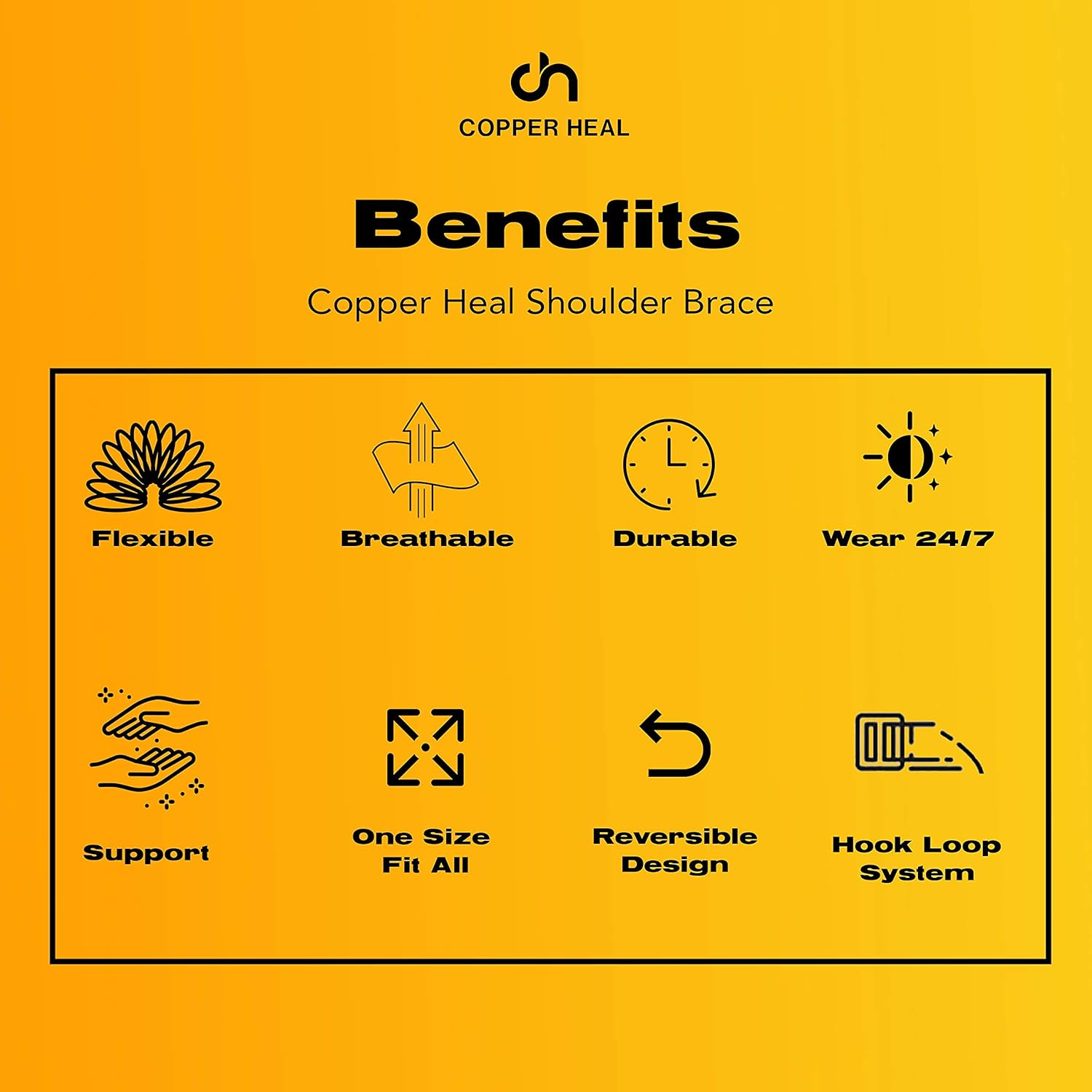 COPPER HEAL – Shoulder Brace Adjustable Compression Sleeve Torn Rotator Cuff Men Women Stability support Immobilizer wrap Tendonitis Dislocation Bursitis AC Joint Pain Relief Dislocated Strap : Health & Household