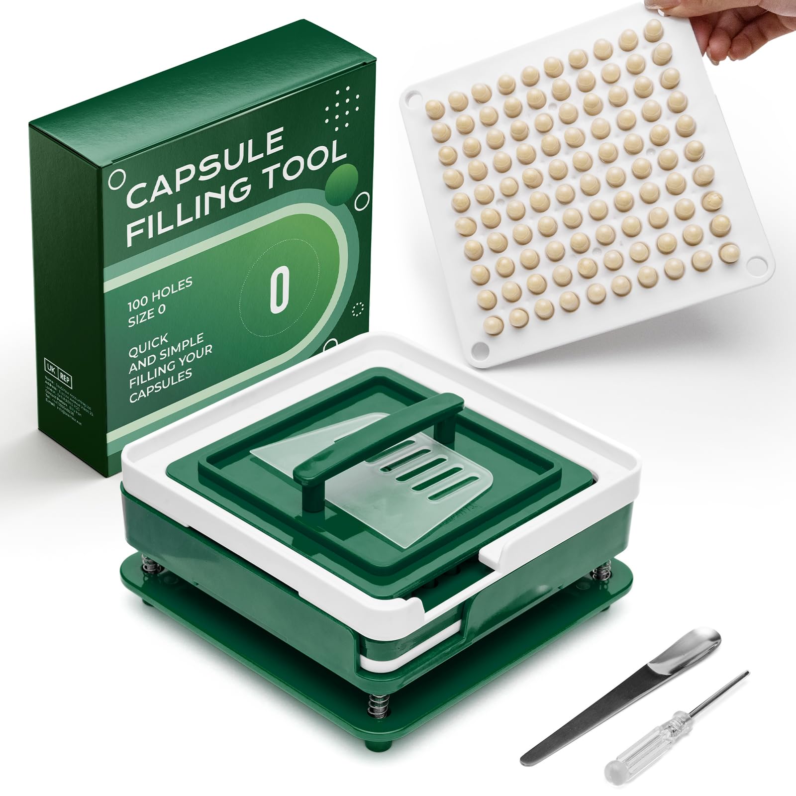 Machine de Remplissage de Capsules de Taille 0-Pour 100 Gélules, Remplisseur Utilisé avec des Gélules Vides Végétales ou de Gélatine Taille 0, Instructions Détaillées avec Manuel