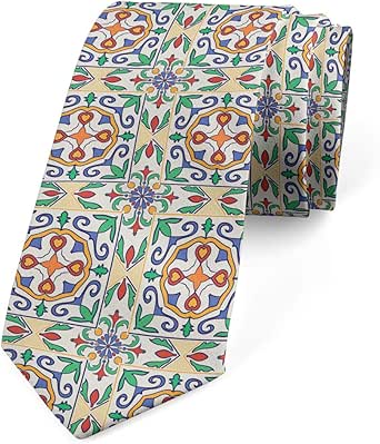 Ambesonne Men's Tie, Spanish Ornamental, Necktie, 3.7