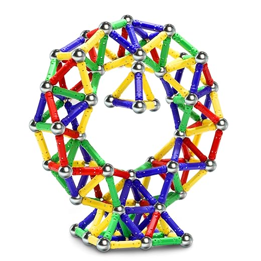 Jvchengxi 144 Stuks Magnetische Stokken Kit, Magnetisch Stokken Constructie Speelgoed Set, Creatief en Educatief Hersentrainings Stapelen Bouw Speelgoed voor Kinder (Meer dan 5 jaar oud)