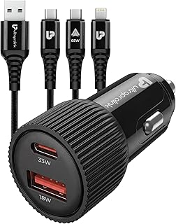 UltraProlink Mach Trio-Link 51W Dual Port Fast Car Charger (USB-C PD 30W/PPS 33W + USB-A QC 18W) with 65W 3-in-1 Nylon Bra Price In India