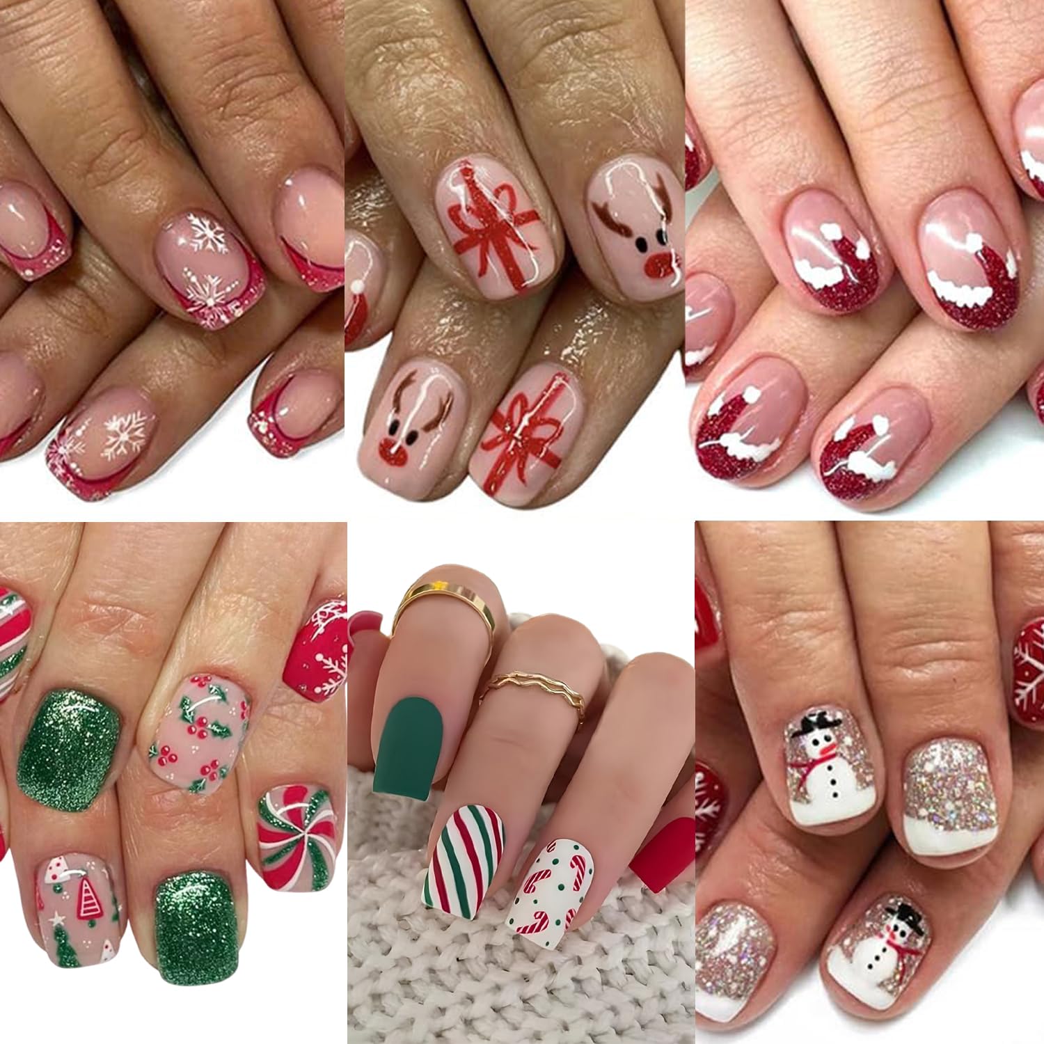 Amazon.com: 144 Pcs 6 Styles Christmas Press on Nails Kit Short