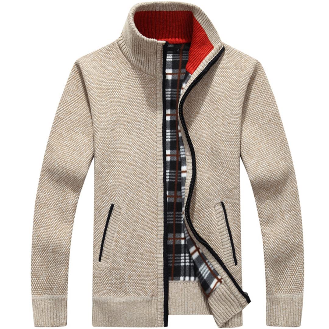 Vogrtcc Chaqueta de suéter de los hombres Abrigo de lana de piel sintética Chaquetas de punto grueso casual de punto Cardigan Abrigo