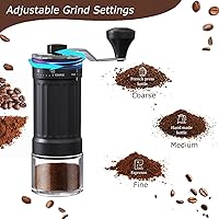 Vista 6 de Molinillo de café manual, molinillo de café cónico de cerámica de manivela, 40 velocidades, grosor ajustable externo para expreso, expreso, prensa