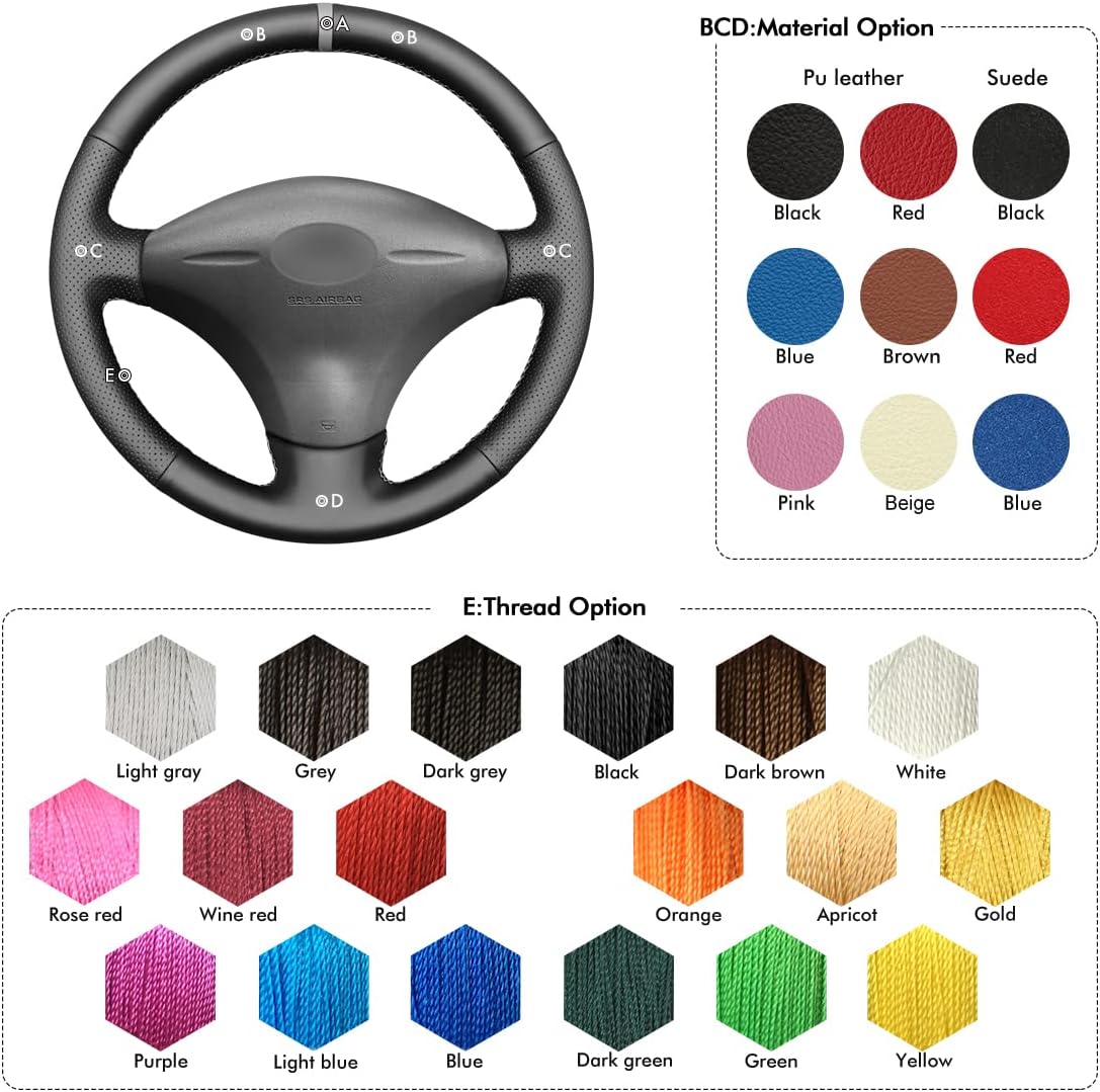MEWANT Car Steering Wheel Covers for Toyota Echo 2000-2005 for Scion xA 2004-2005 / xB 2004-2005 Hand-Stitched Car Steering Wrap