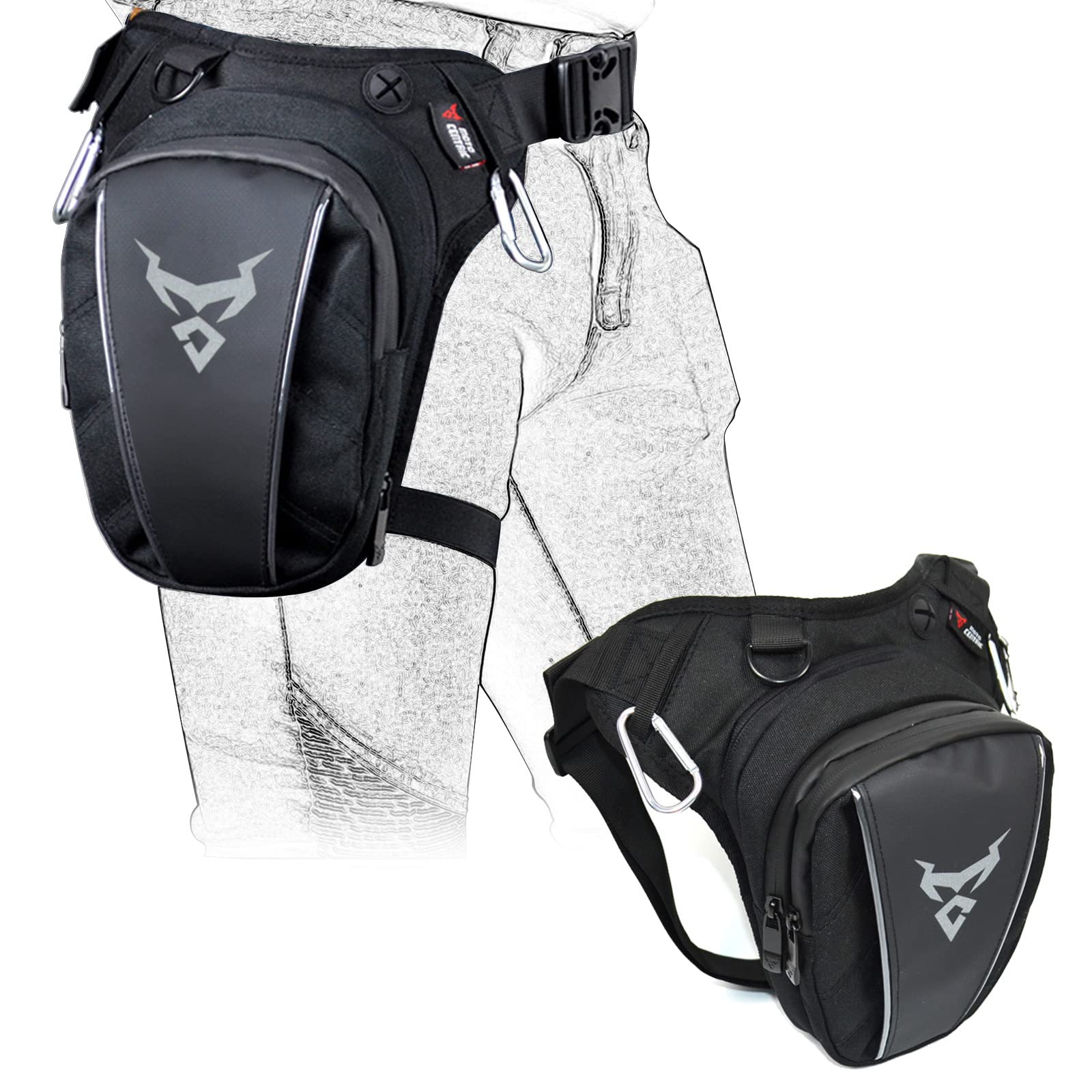 MIGHTYDUTYMotorcycle Waist Drop Leg Bag for Men, Big Capacity Oxford Waist Pack for Motorcycle, Multifunctional Multi-Pocket Thigh Bag for Hiking Climbing Grey