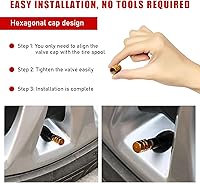 Vista 5 de Ziciner 8 tapas de vástago de válvula de neumático de automóvil, cubiertas de válvula de rueda de aleación de aluminio con junta tórica de goma