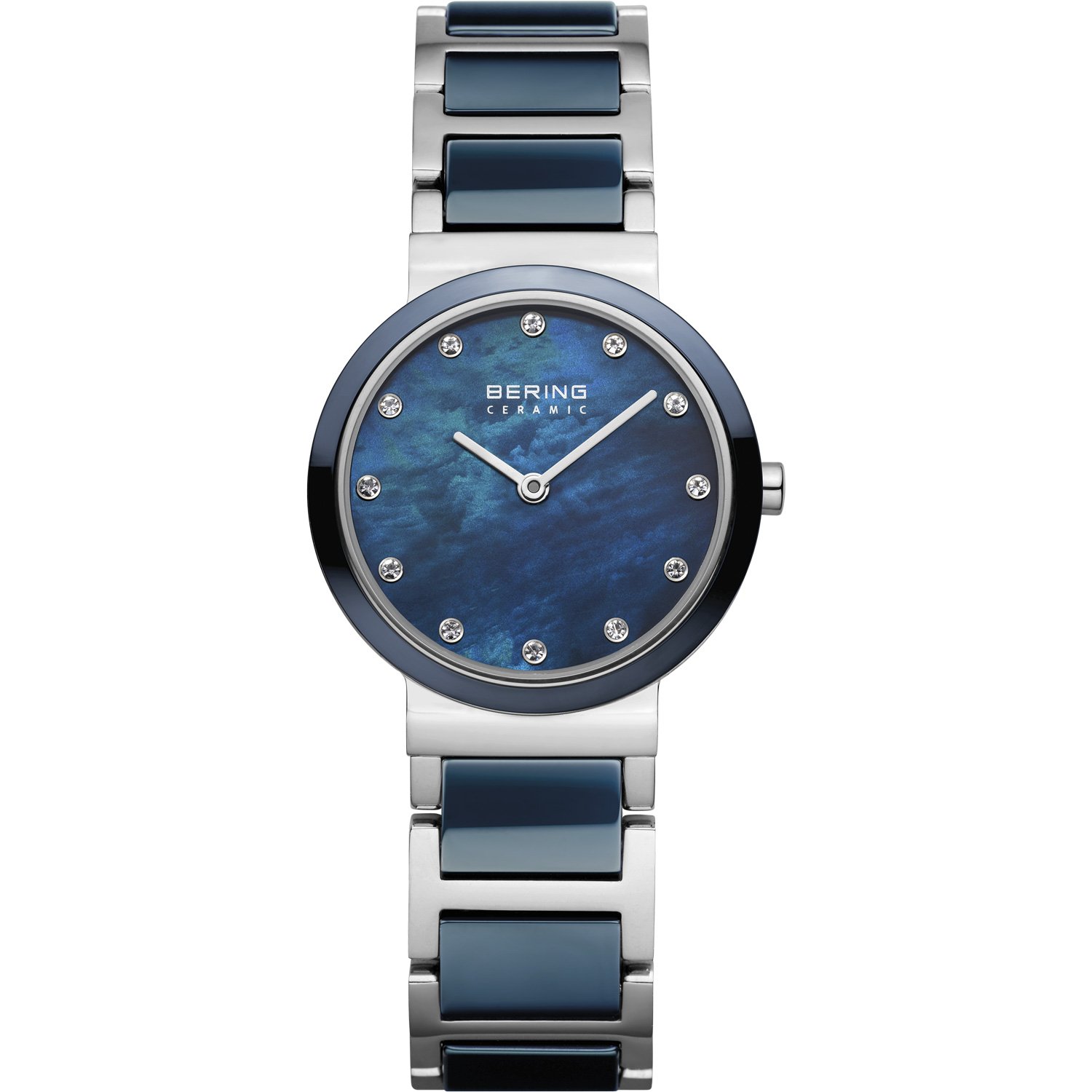 Bering Damen Quarz Uhr | Armbanduhr 29 mm Edelstahlgehäuse und Zifferblatt |Milanaisearmband | Saphierglas | 5 ATM | 10729