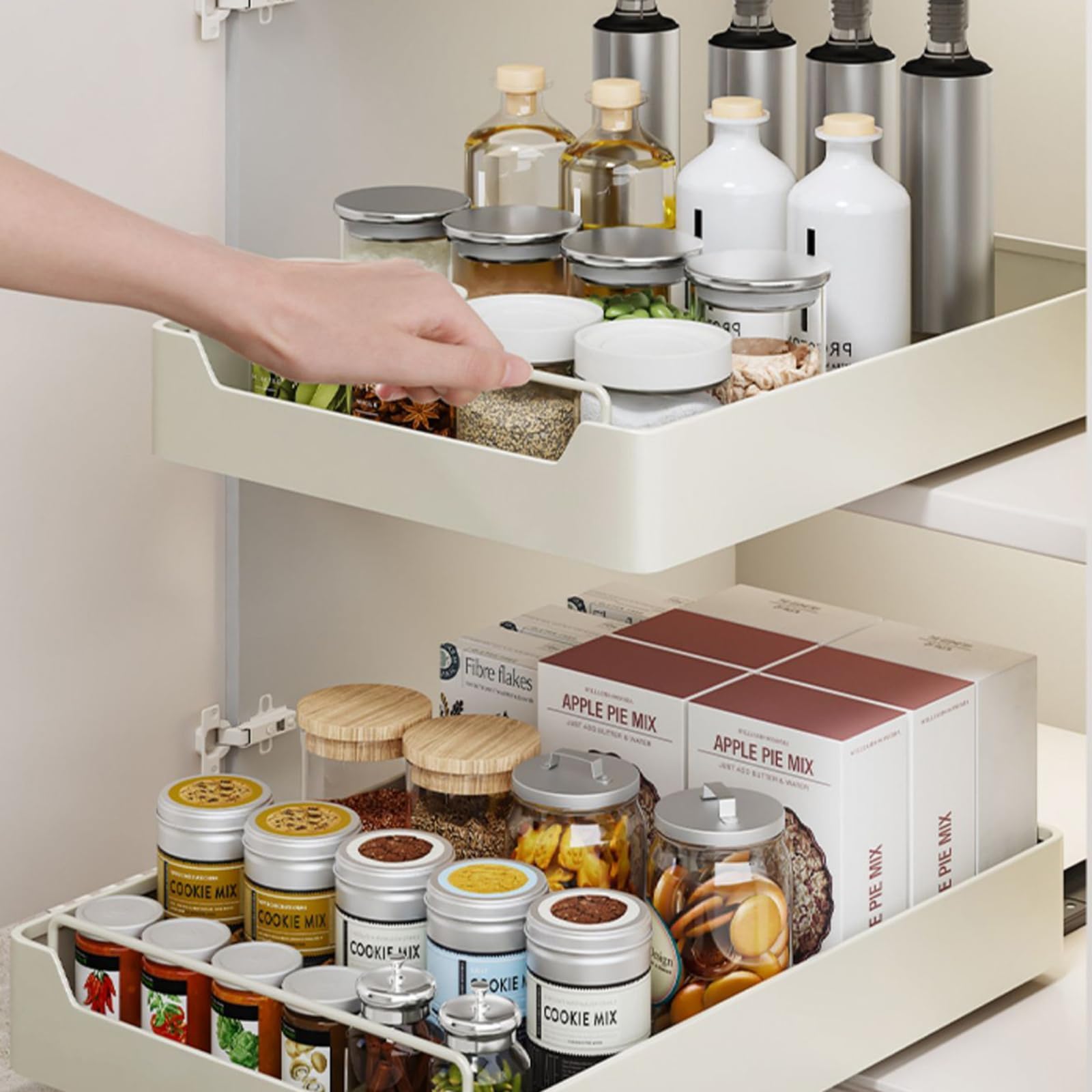 GarveeHome Cassetto Estraibile per Mobili Cucina Senza Fori - Acciaio Inox 35x43x7 cm - Nero - Black 35 width-43 depth CM