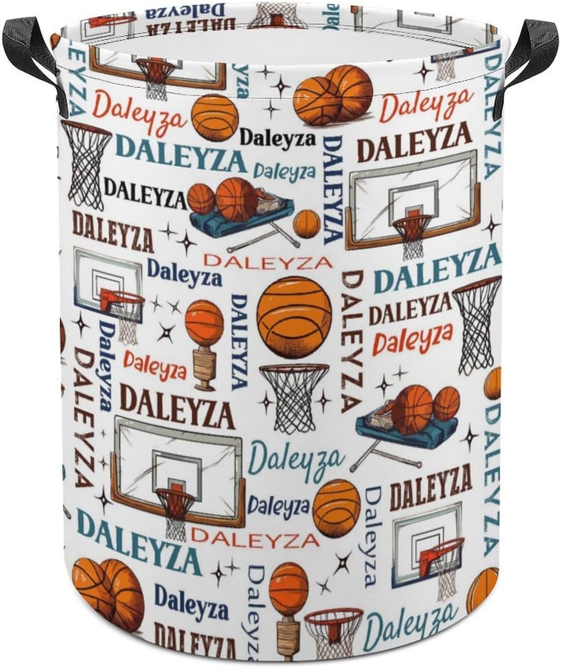 Football Laundry Basket,Personalized Laundry Hamper for Boys Girls,Custom Laundry Basket With Name, Customized Dirty Clothes Hamper for Bathroom Bedrooms,M-19.5"X 15.7"