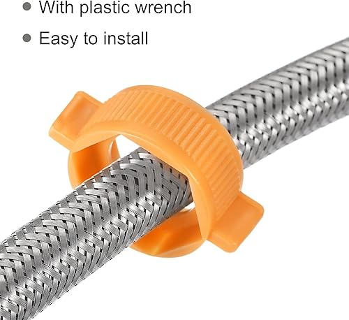 Miniatura 9 de uxcell Conector de línea de suministro de grifo, 5 piezas G12 hembra x G12 hembra de 39 pulgadas de largo, trenzado de acero inoxidable 304,