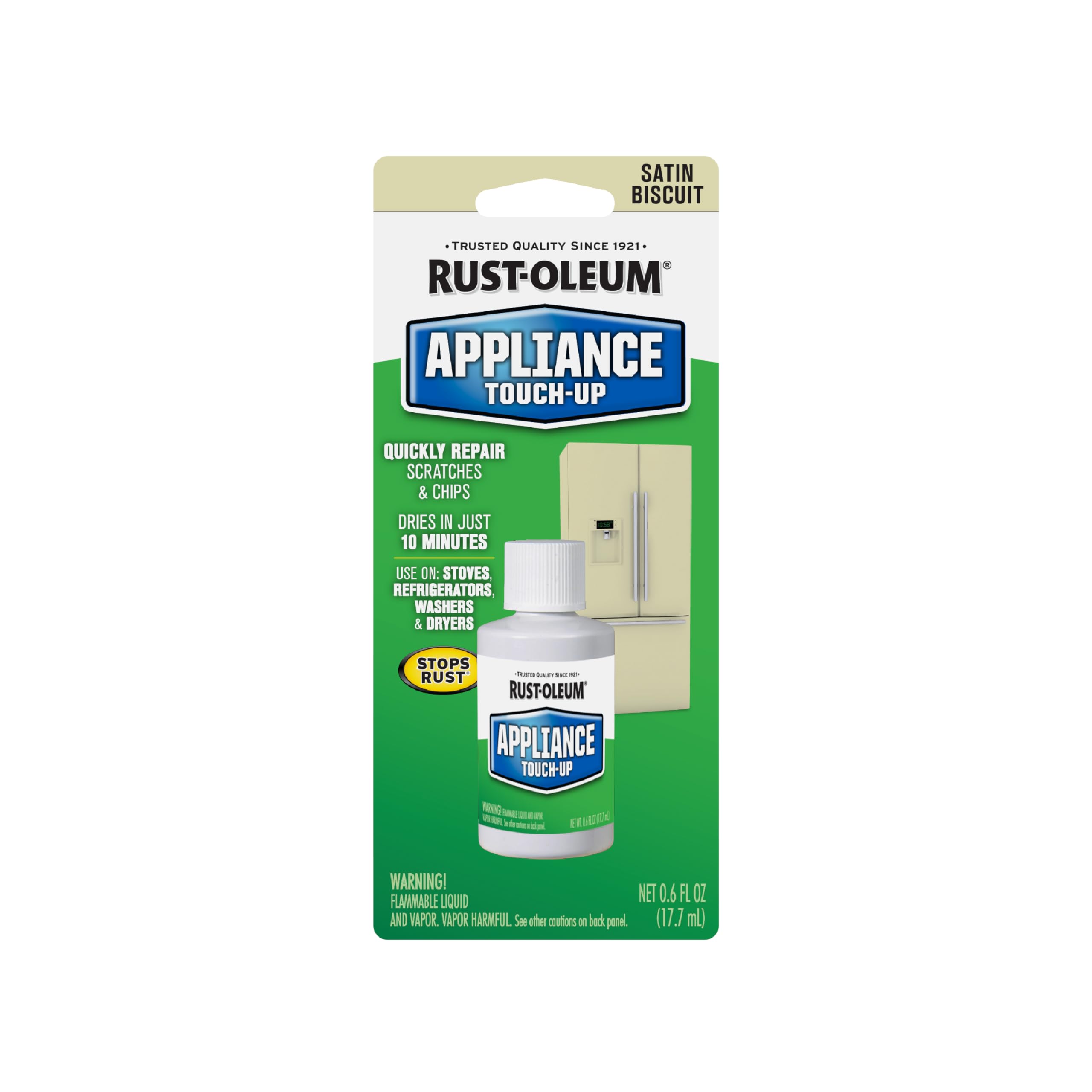 Rust-Oleum 203002 Specialty Appliance Touch Up Paint, 0.6 Oz Bottle, Biscuit, Solvent Like, Liquid, 0.6 Fl Oz (Pack of 1)