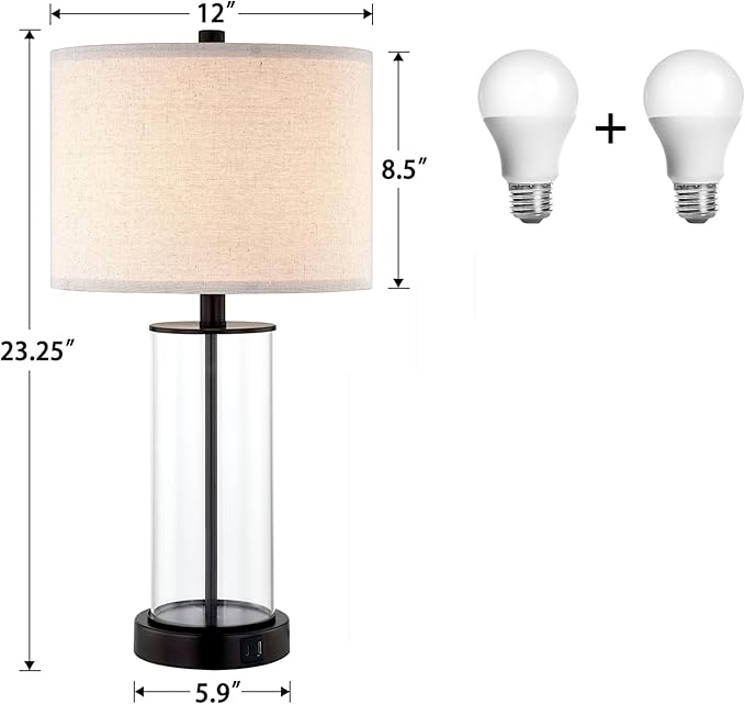 Lámpara de Mesa Kyrid 23.5'' con USB y Enchufe, 2 Piezas miniatura 7