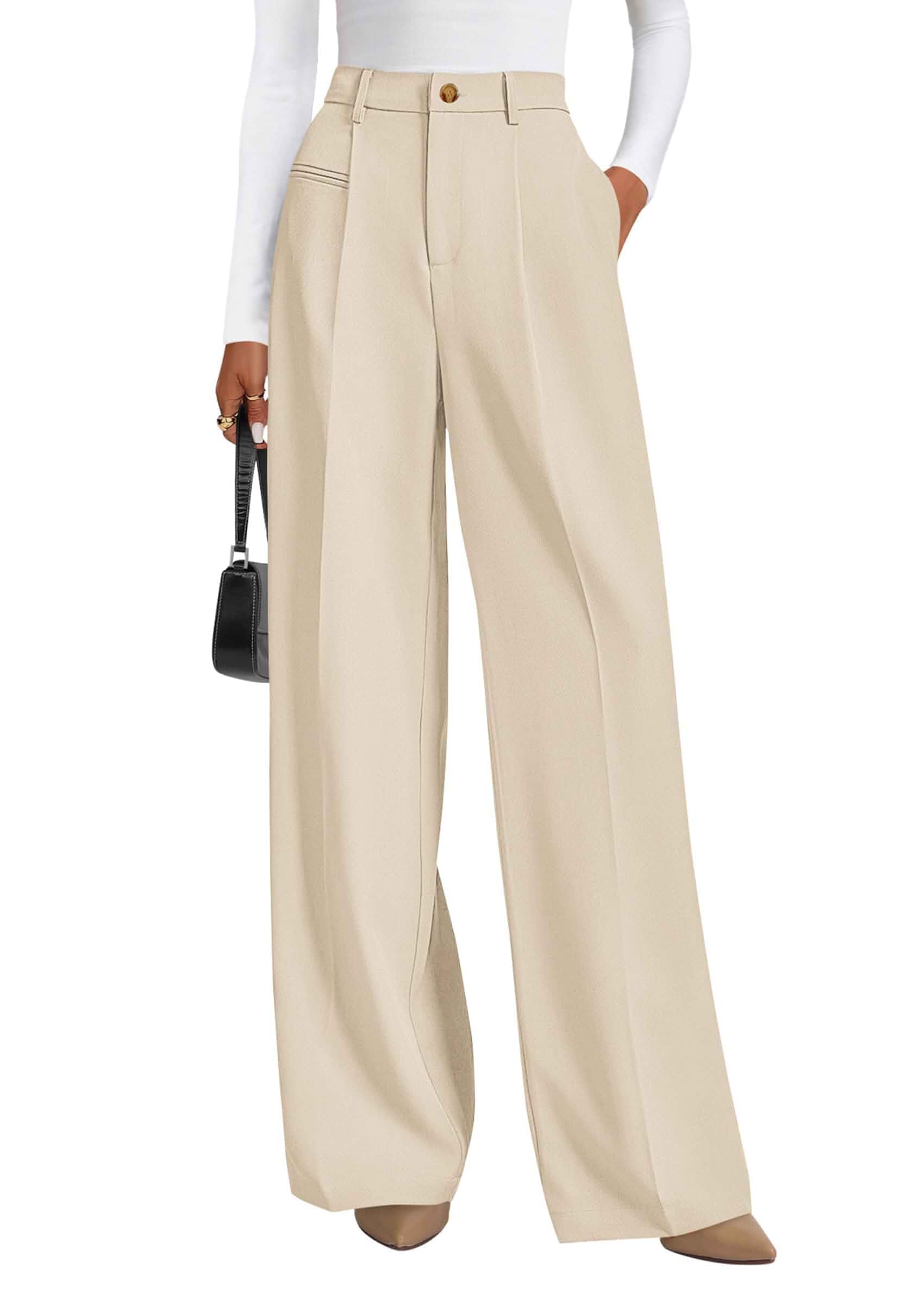 PRETTYGARDEN Women's Tailored Wide Leg Work Dress Pants High Waisted Flowy Business Casual Palazzo Pants, Professional Office Trousers Slacks, Interview Outfits, Work Clothes