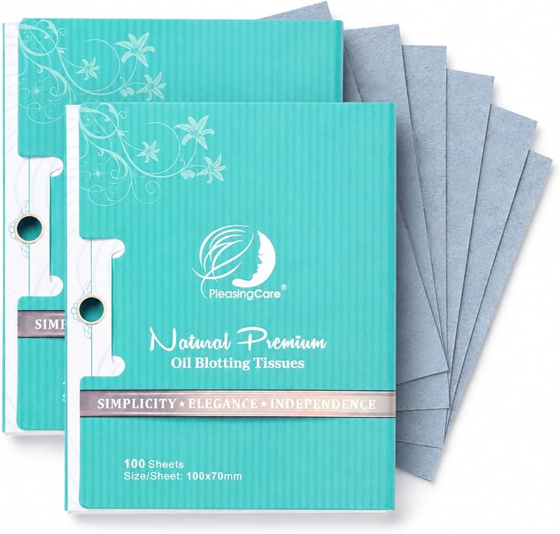 Papel antibrilho facial PleasingCare de linho e carvão de bambu, pacote com 2