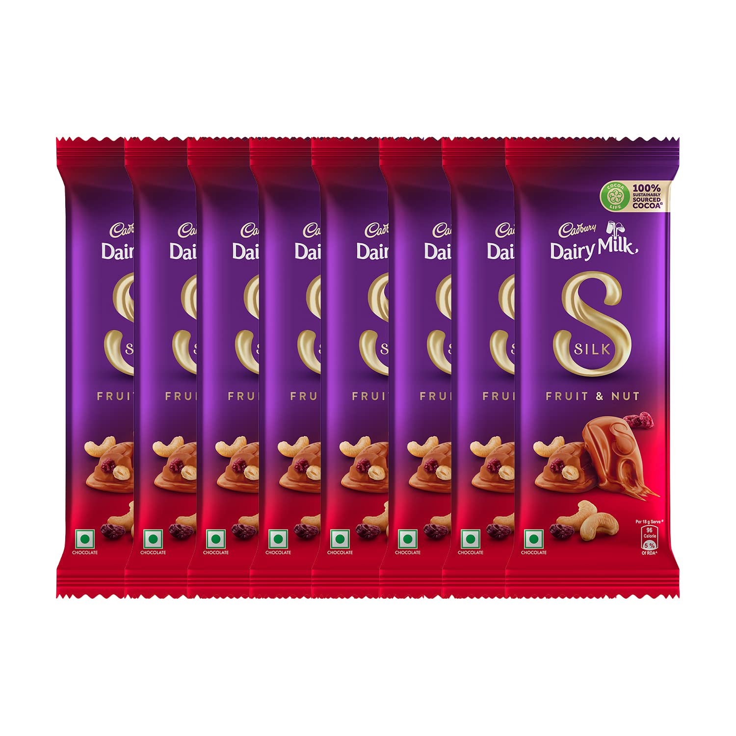 Cadbury Dairy Milk Silk Fruit & Nut Chocolate Bar, 55g Pack of 8