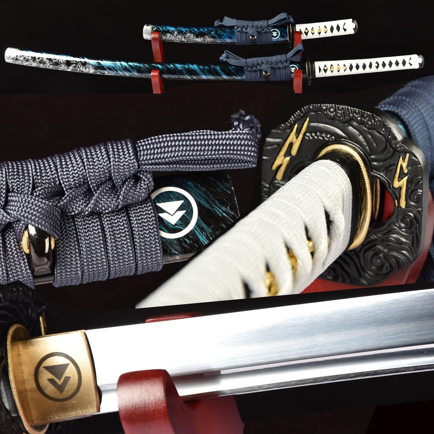 Sword Ghost of Tsushima Cosplay Replica 9260 Spring Steel Blade Sword Japanese Samurai Game Katana + Tanto a Pair Knives (a Pair of Swords)