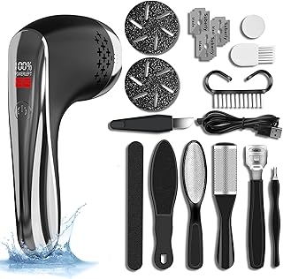 Vacto Electric Foot Callus Remover with Vacuum 13-in-1 Rechargeable Foot Scrubber Dead Skin Remover, Waterproof Foot File Pedicure Kit Tools with 2 Speed, Foot Care Kit with LED Battery Display