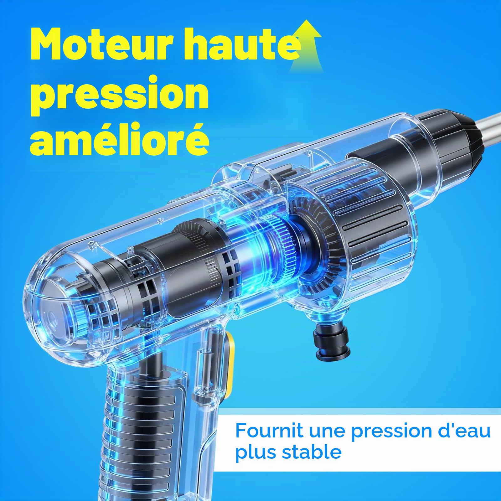 Nettoyeur Haute Pression sans Fil, 600 PSI 21V, Nettoyeur Haute Pression sur Batterie avec 2 Batteries Rechargeables, Buse 6-en-1 et Buses Jet pour Nettoyage Voiture Sol Mur Clôture