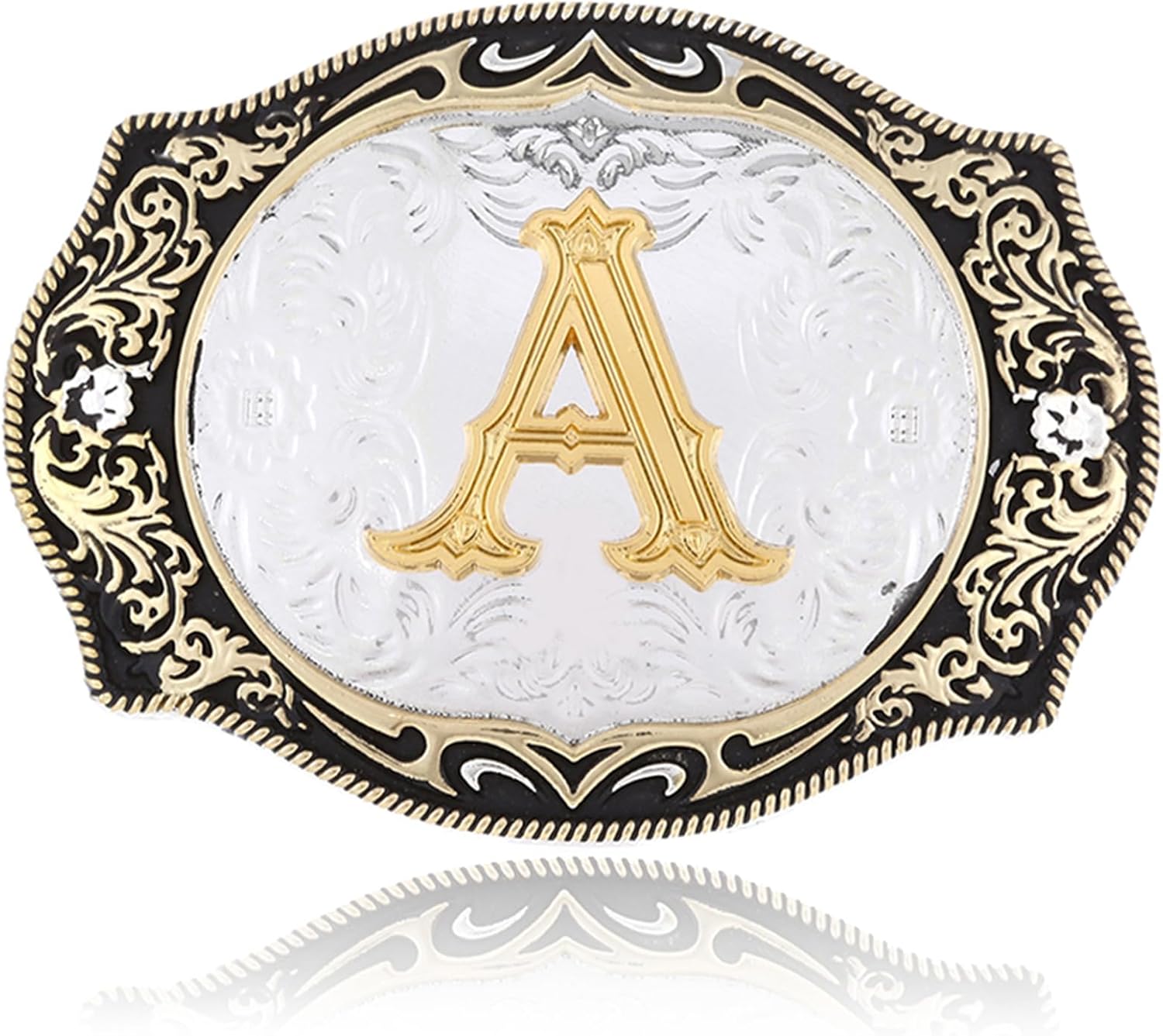 JAOYU Western Belt Buckle Initial Letters ABCDMRJS to Z Mens Cowboy Belt Rodeo Gold for Women Cowgirl