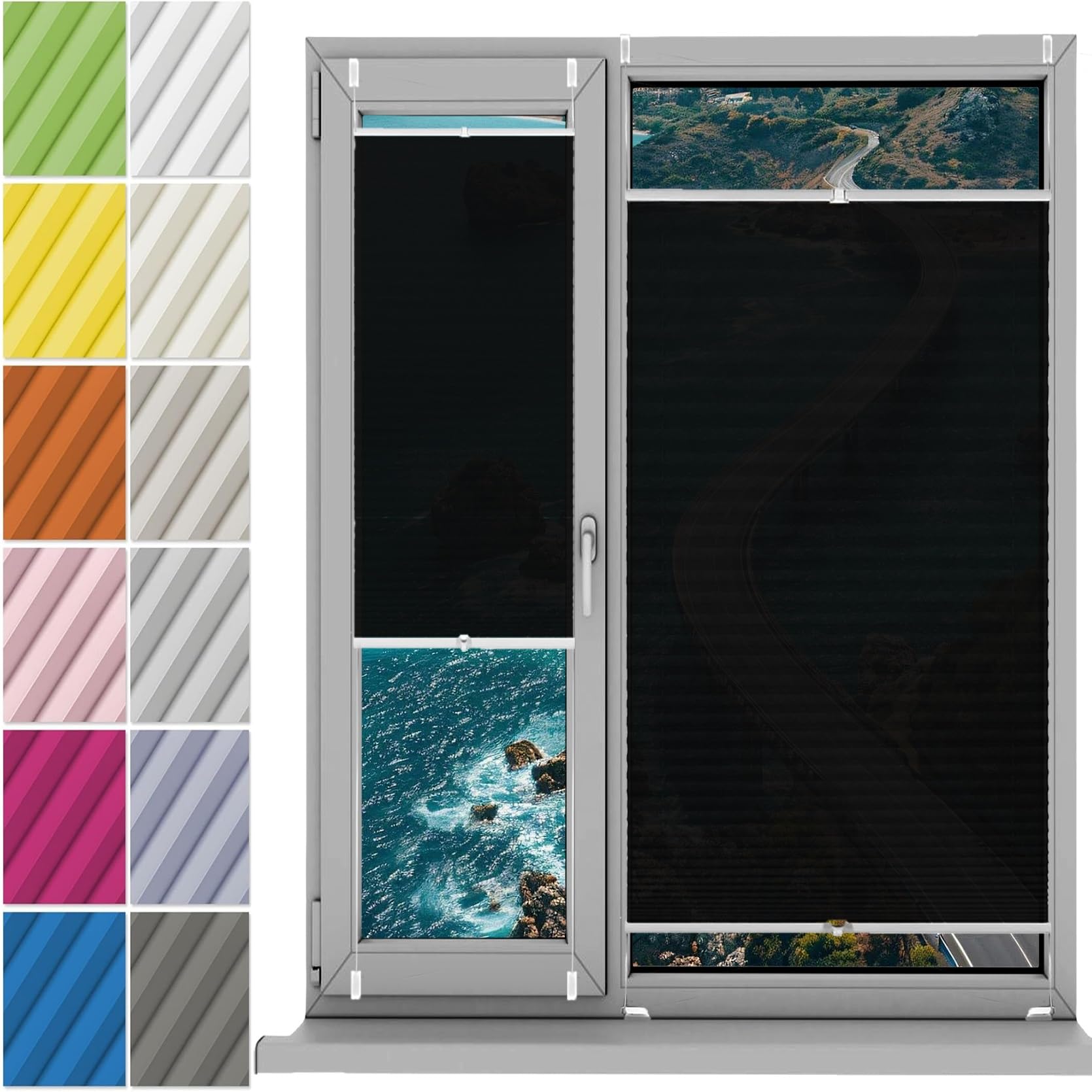 Estores Enrollables Persianas Enrollables 64 x 120 cm, sin Taladrar Bloquea La Entrada de La Luz, Tela Oscurecedora Ventana Portátil, Estor Noche y Día Ventana, para Ventanas, Puertas, Negro