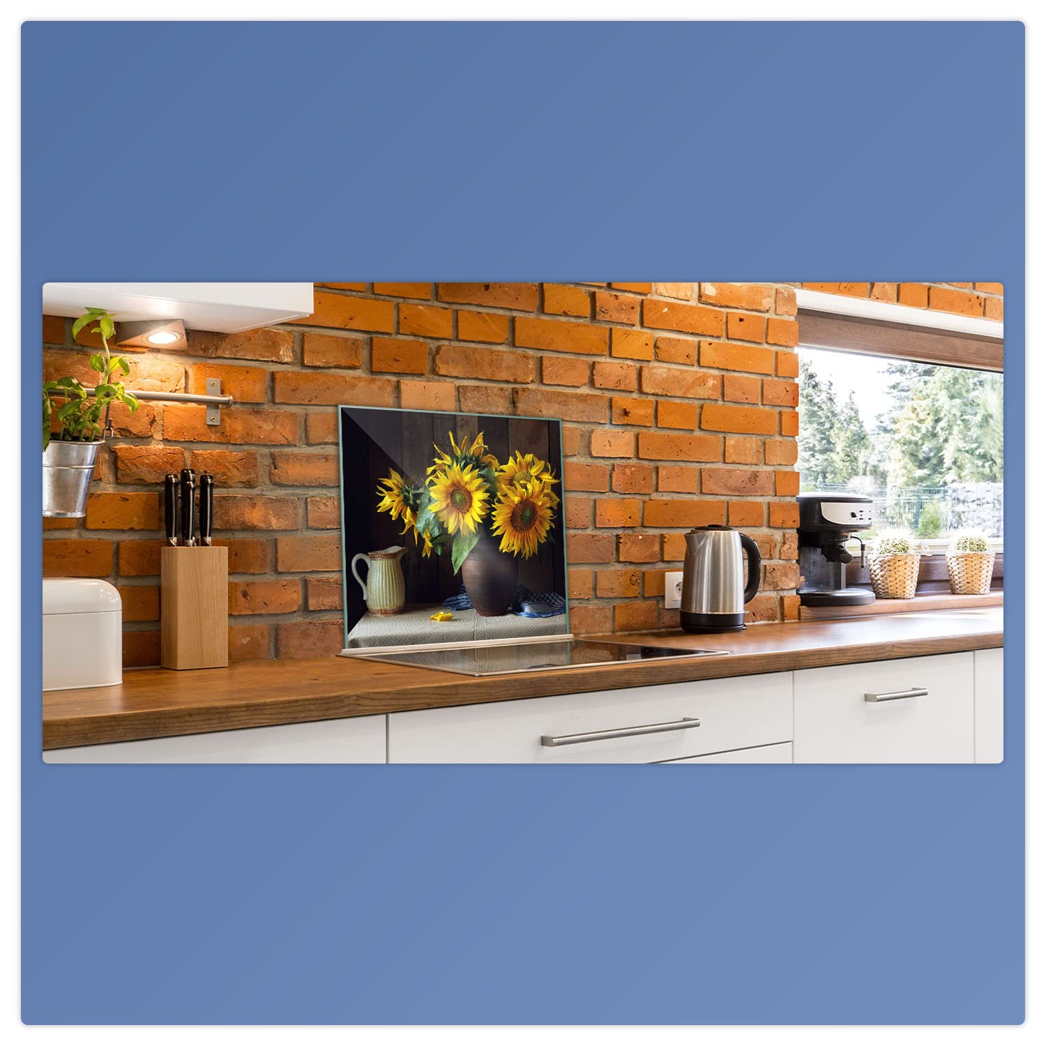 Pannello Copertura In Vetroceramica Per Fornelli - 60x52 Cm - Nero Con Motivo Giallo - Paraspruzzi E Tagliere Multiuso