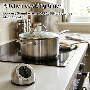 Loud Kitchen Timer for Cooking- No Batteries Required Countdown Reminder