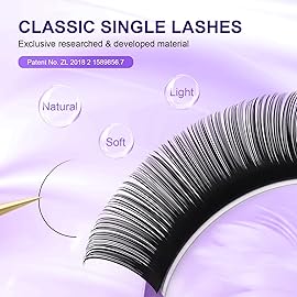 NAGARAKU Eyelash Extensions Individual Lashes 0.15 mm C curl 8mm Premium Classic Matte Black Faux Mink 16 Rows Natural Professional Beauty Salon Supplies - Purple Card