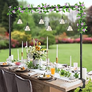 Over The Table Rod Stand with Clamps Adjustable 31"-110" Length 31"-64" Height, Table Balloon Arch Stand for Wedding Birthday Party Baby Shower, Black Table Arch Frame Hanging Decor Rod