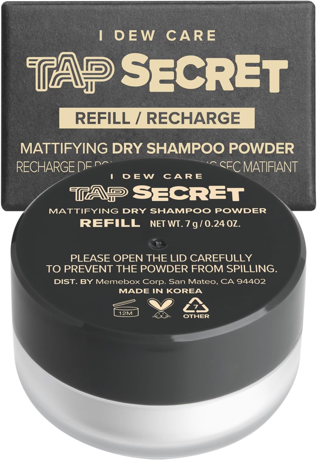 I DEW CARE Tap Secret Dry Shampoo Powder Refill with Biotin | Strengthening & Volumizing, Refillable, Travel size, Non-aerosol, Korean Ginseng, Dry Shampoo for Women, Women Stocking Stuffers, 0.24 Oz