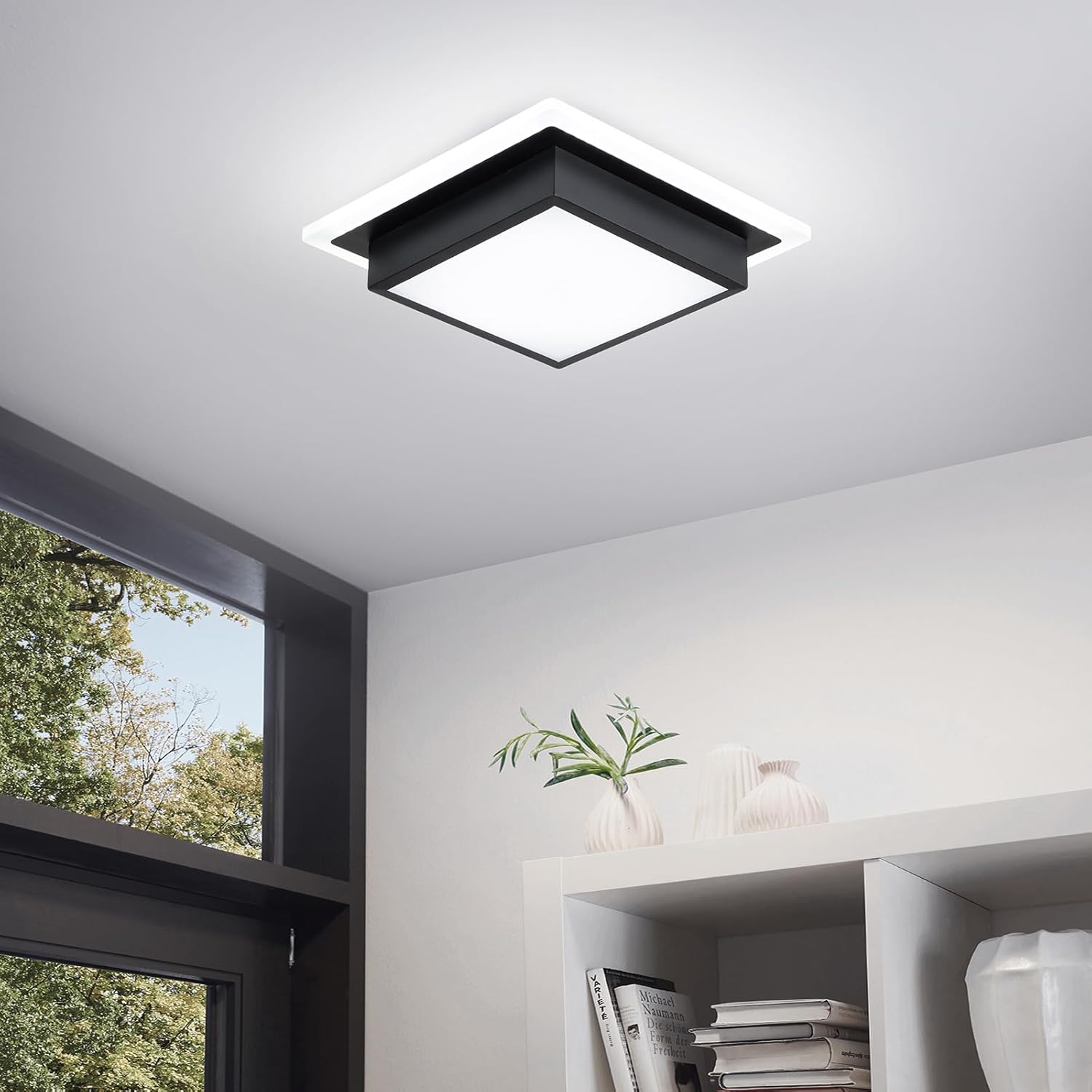 EIDISUNY 32W Hallway Ceiling Light, Kitchen Ceiling Light, 6000K Cold White Flush Mount Ceiling Lamp, Square Modern LED Lighting Fixtures for Living Room Bedroom Bathroom Kitchen