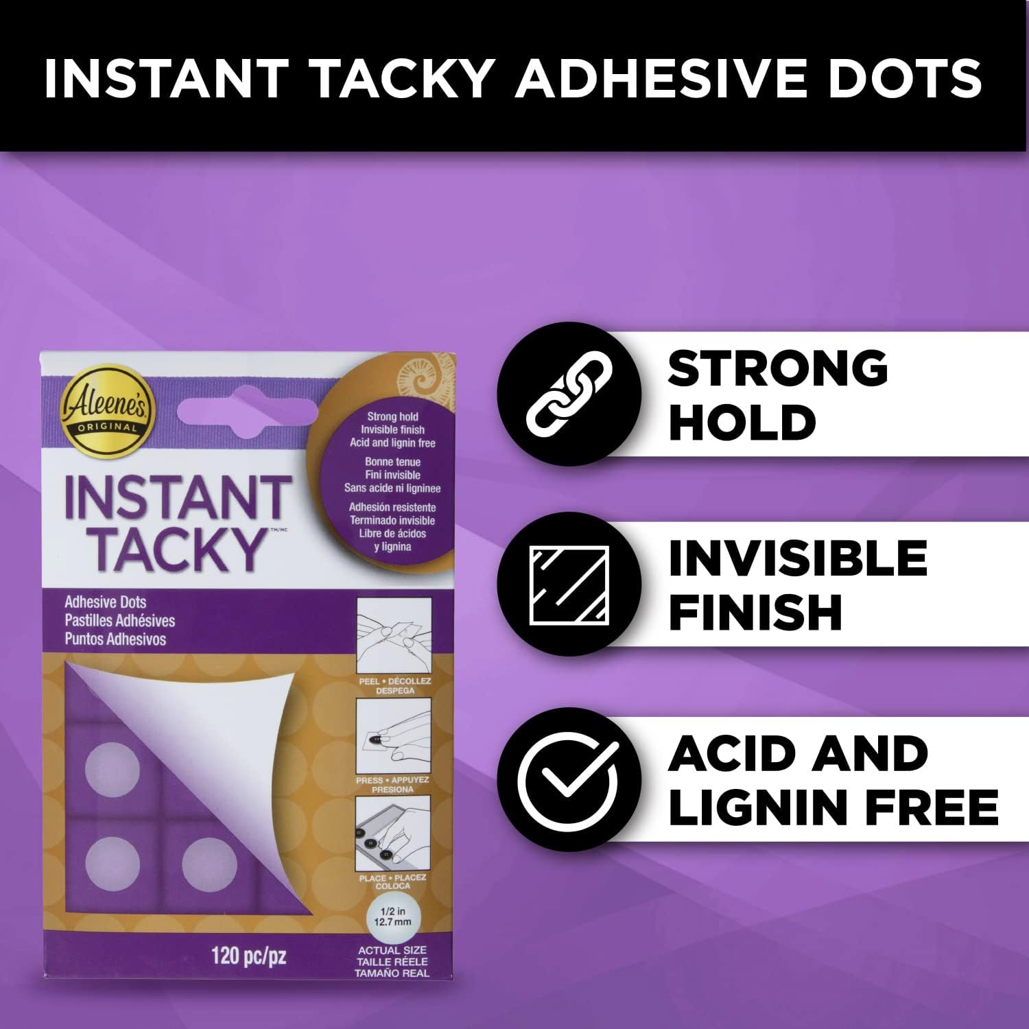 Aleene's 33187 Instant Tacky Dots, 120 Pieces, 1/2 Inch, Art, Craft, Wood
