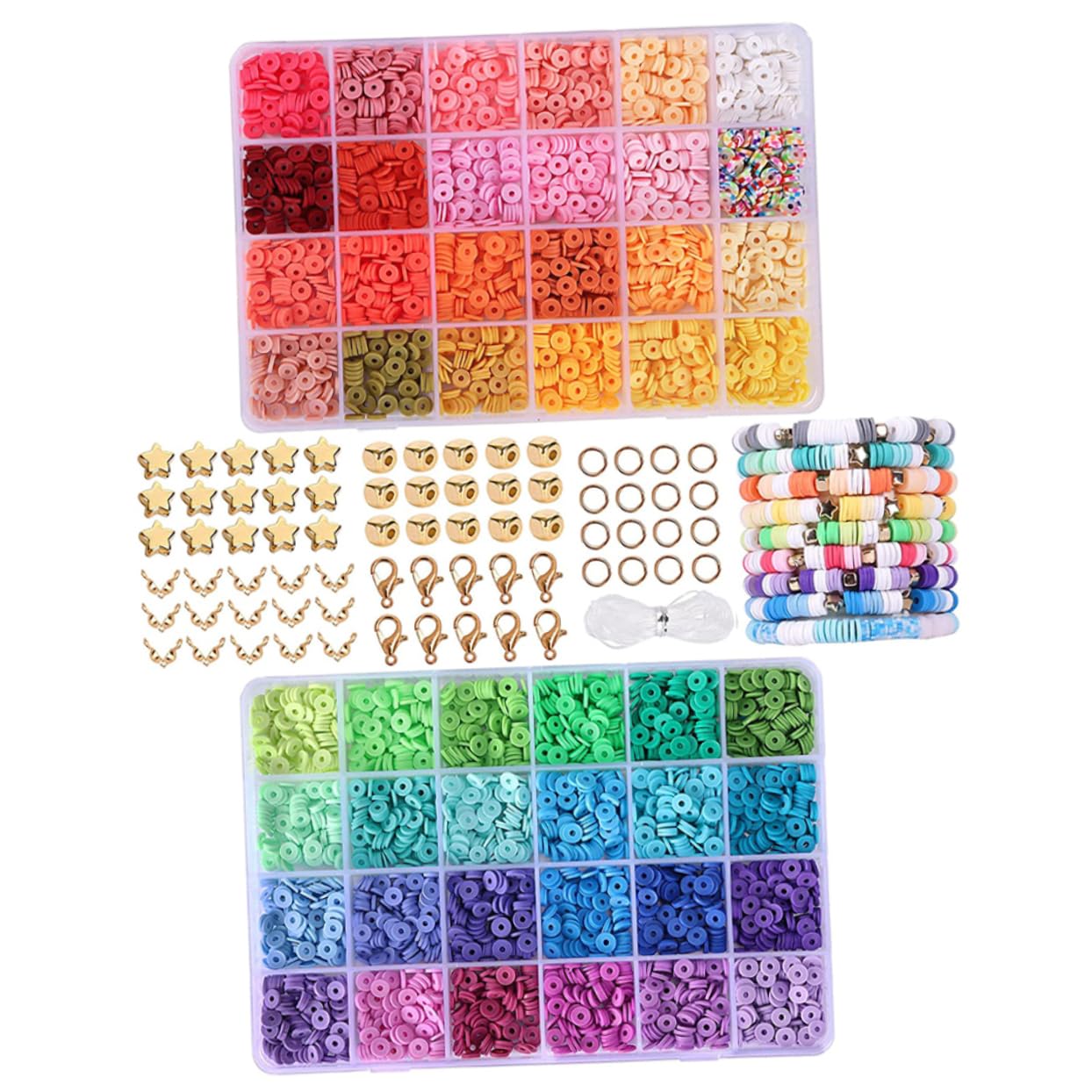 1 Juego kit de cuentas de cintura pulsera de gomas juego de cuentas diy pulseras concentracion accesorios para rastas arcilla juego de pulseras kit de pulseras para niñas
