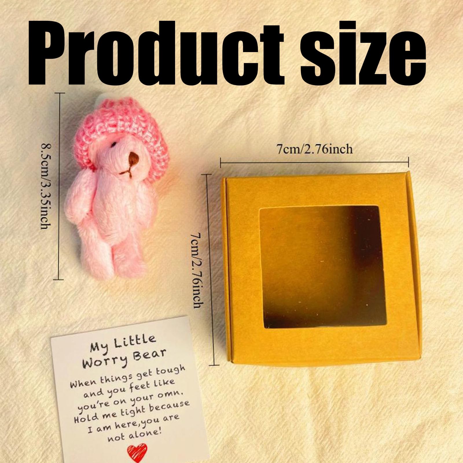 2 PCS My Little Worry Bear in a Box, Worry Bear Emotional Support Mini Plush Set including Inspirational Cards - Image 2