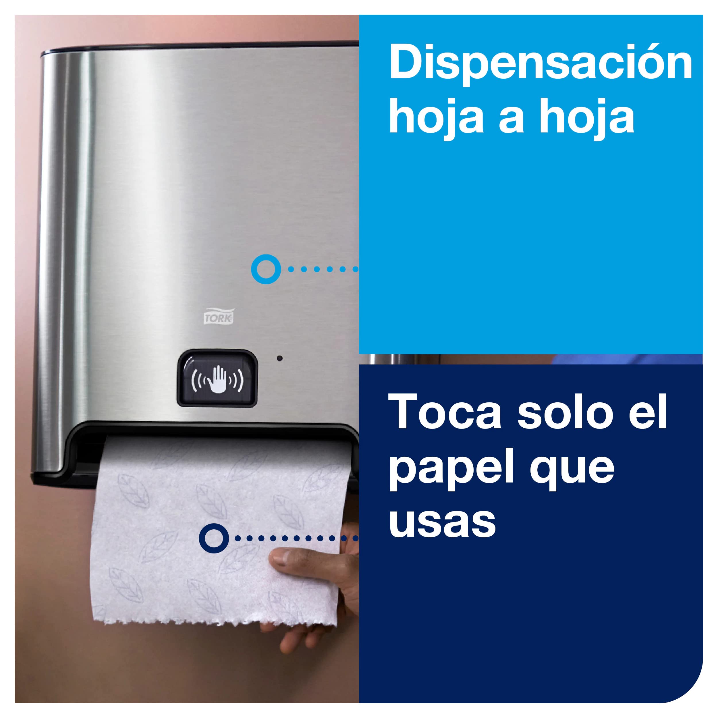 Tork Matic 460001 - Dispensador de rollos de toallas de mano con sensor de intuición, dispensación única, color acero