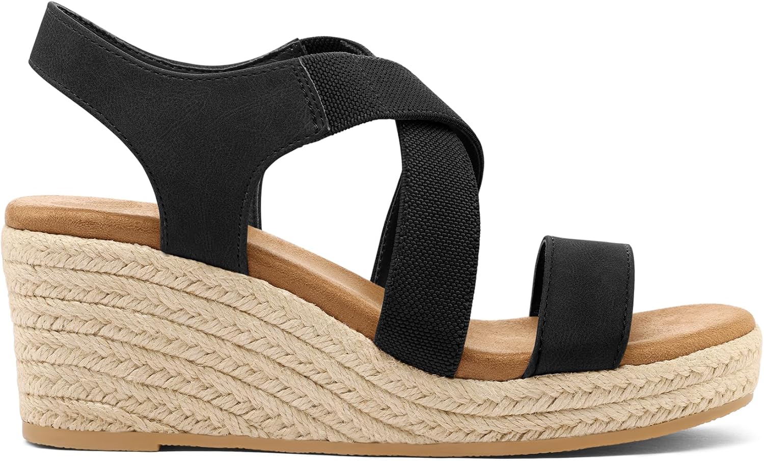 mysoft Women's Espadrilles Platform Wedge Sandals Slip on Open Toe Elastic Ankle Strap Casual Summer Shoes - Image 4