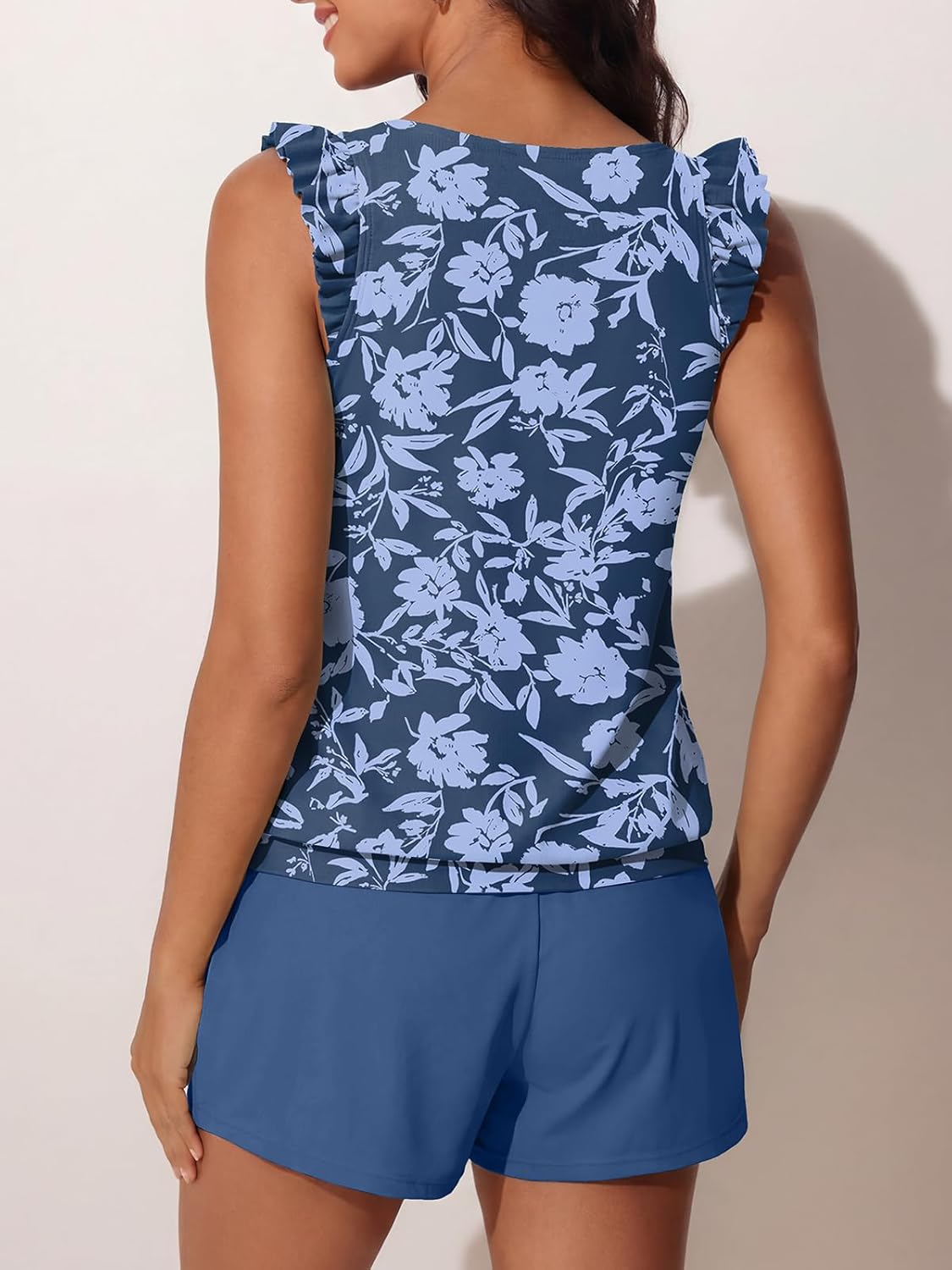 Ruffle Tankini Swimsuits for Women Modest Bathing Suit with Shorts and Pockets High-Back 2026 Swimwear