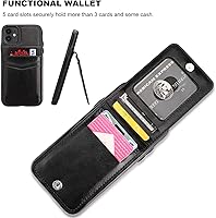 Vista 4 de KIHUWEY Funda compatible con iPhone 11 con soporte para tarjeta de crédito, cierre magnético de cuero de alta calidad, resistente funda protectora