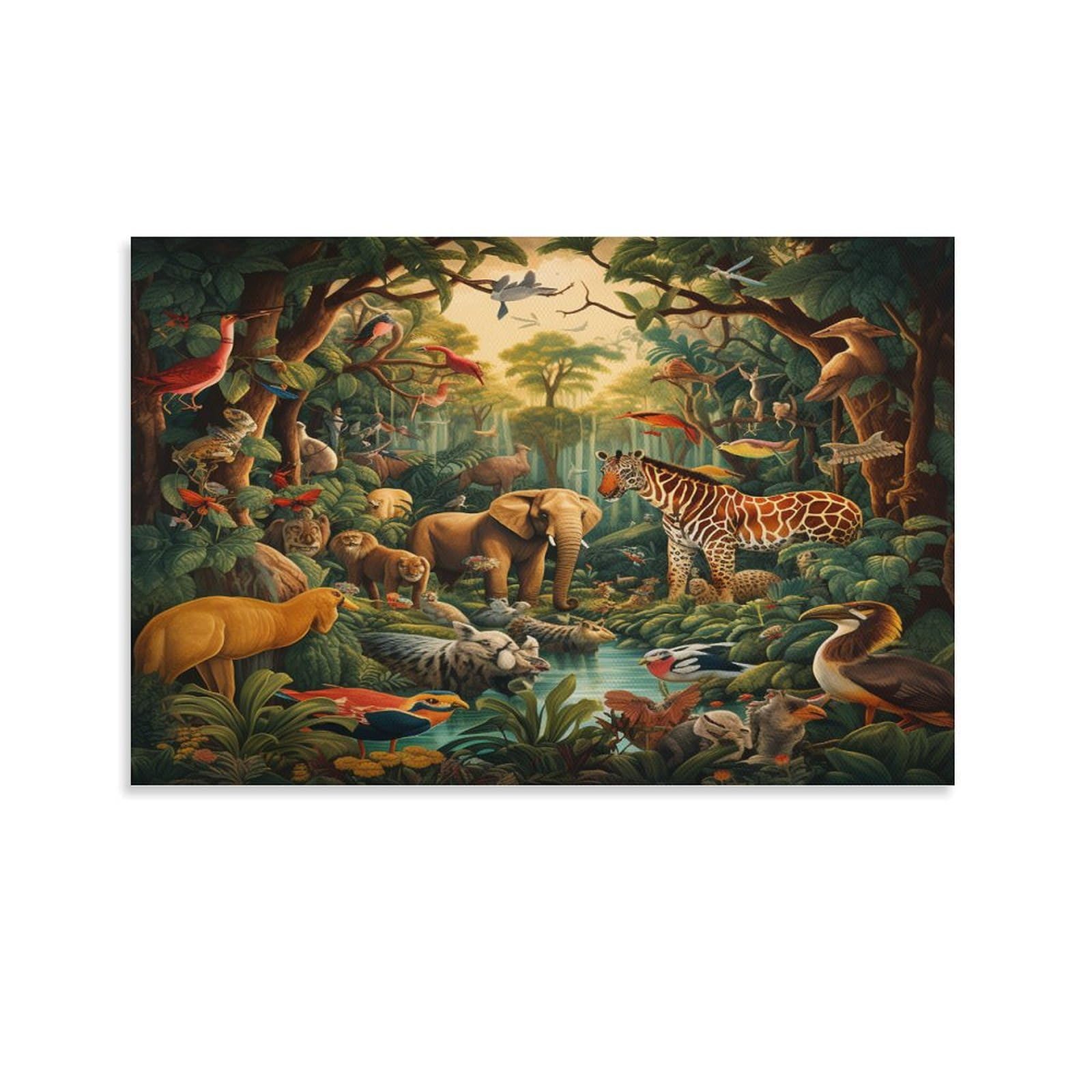 RJAVAGFZL Jungle Animals Art - The Canvas Prints of Reproduction Artwork Pictures on Canvas Wall Art for Home Office Decorations 08x12inch(20x30cm)
