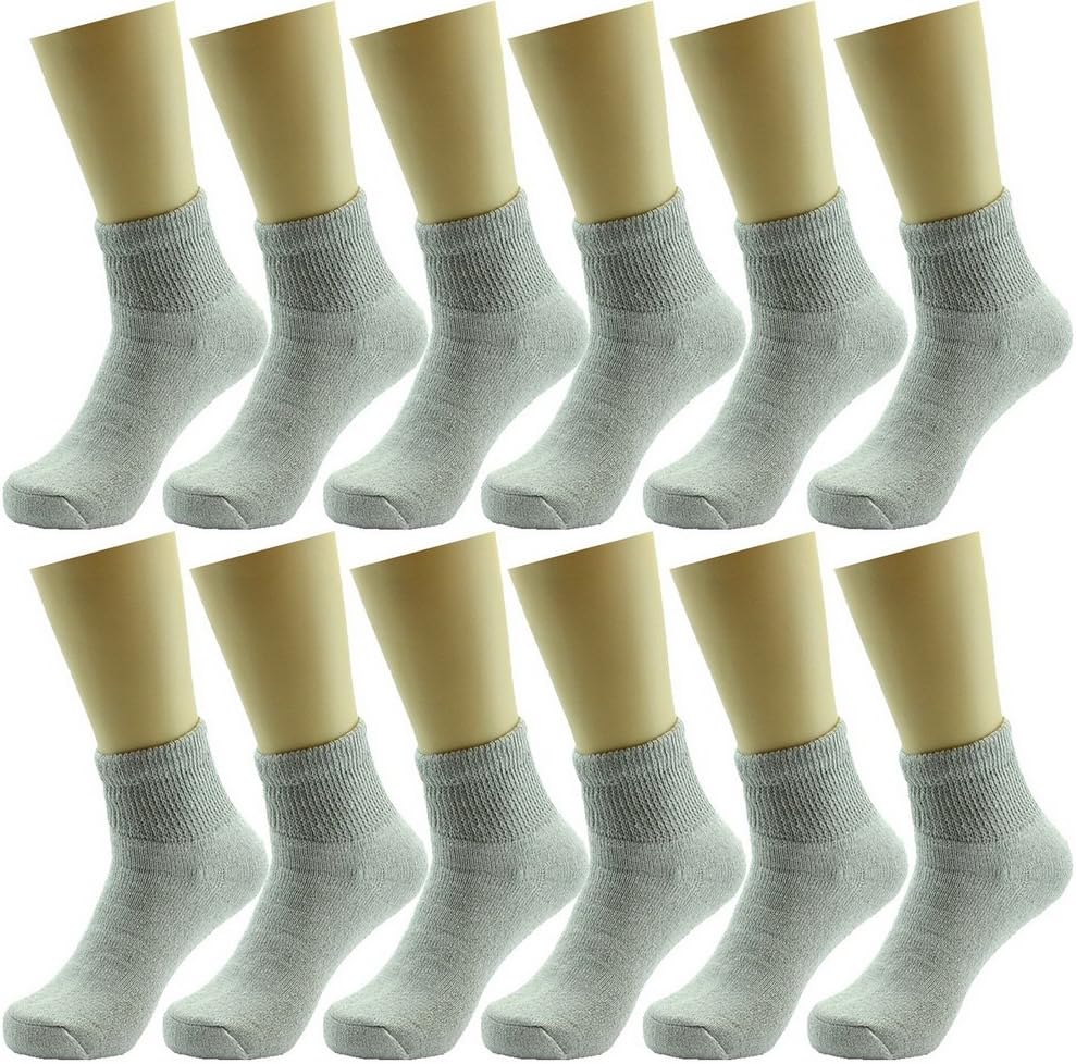 USBingoshop 3, 6 or 12 Pairs Mens Physicians Approved Crew Ankle Diabetic Socks Cotton - Image 5