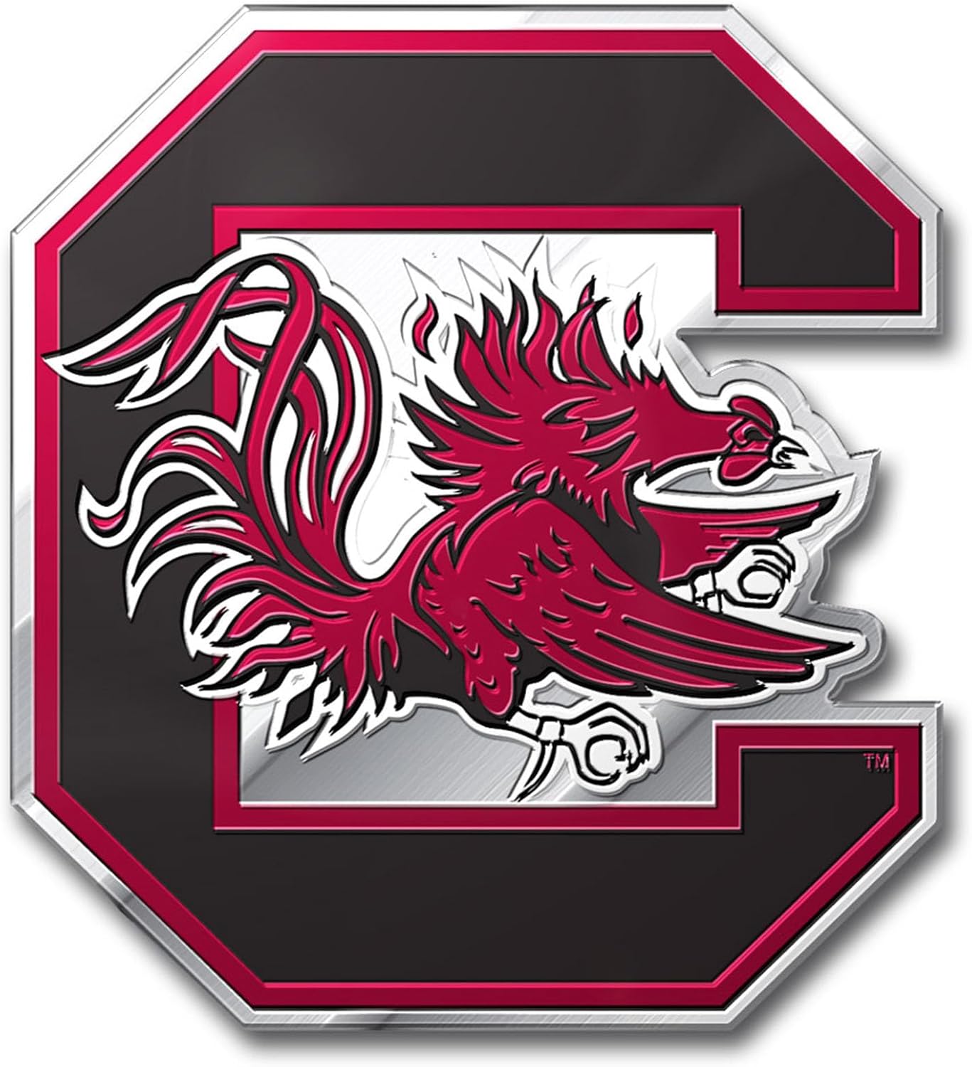 FANMATS 60556 South Carolina Gamecocks Heavy Duty Aluminum Embossed Color Emblem, Auto Emblem Decal