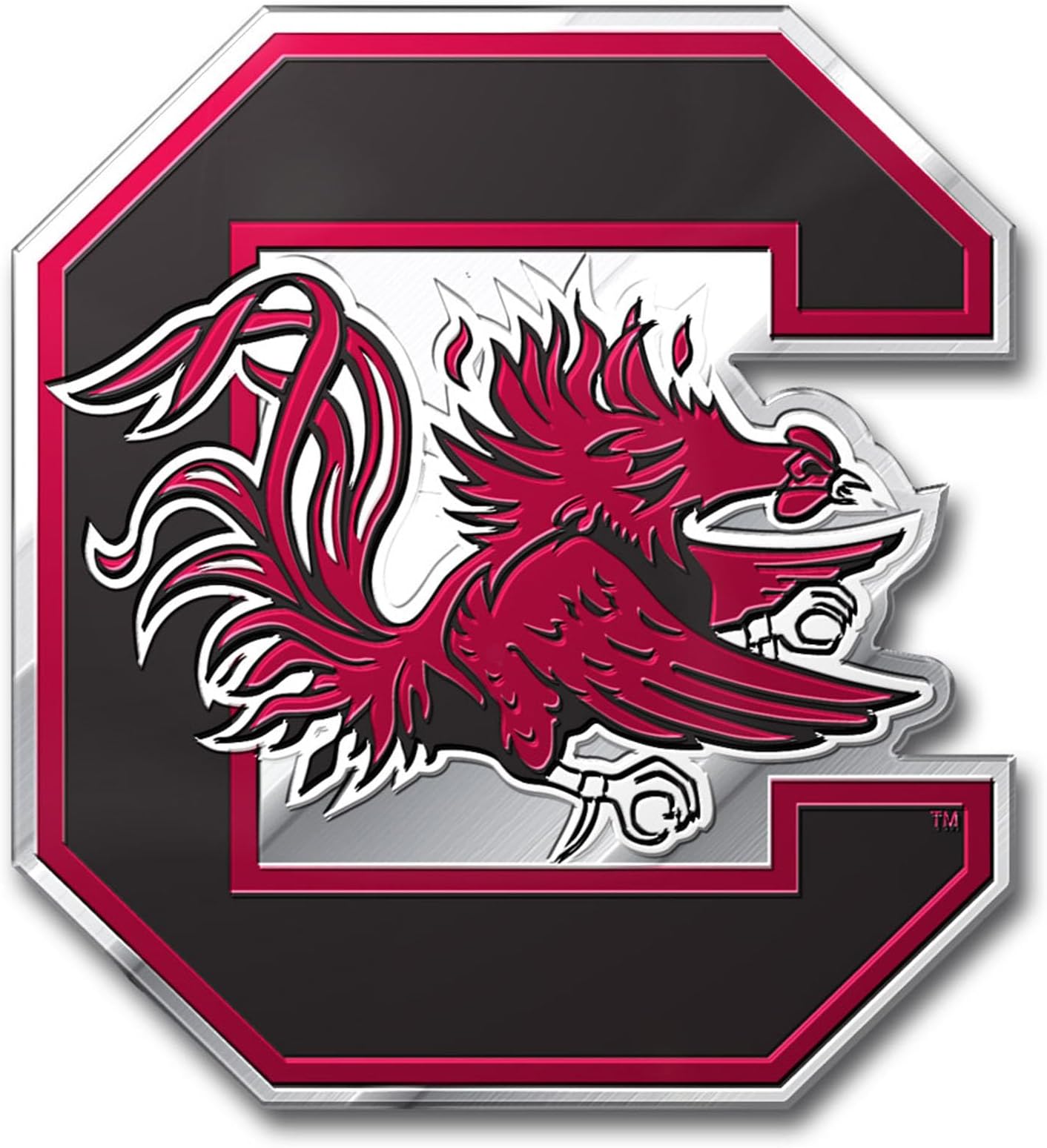 FANMATS 60556 South Carolina Gamecocks Heavy Duty Aluminum Embossed Color Emblem, Auto Emblem Decal