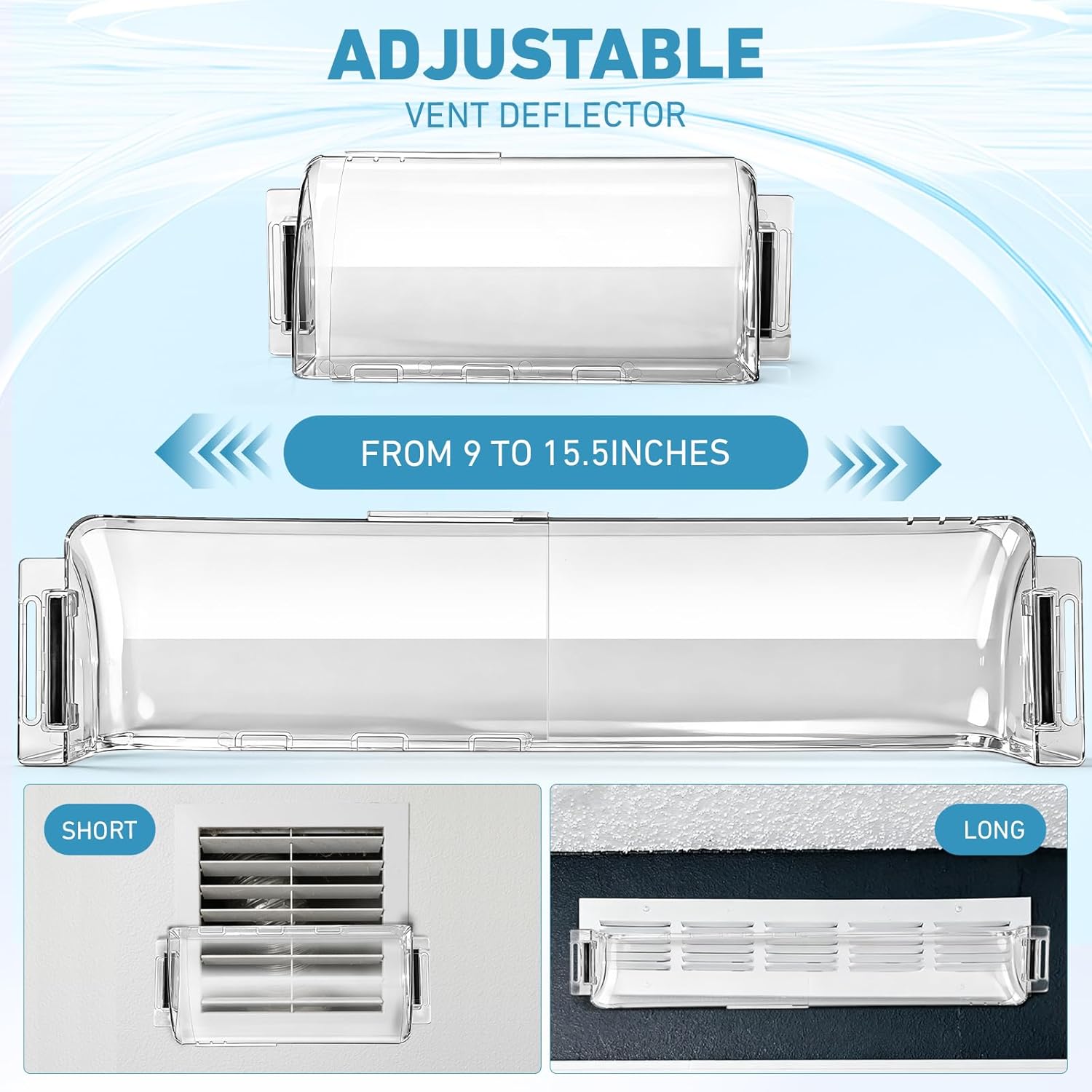 12 Pack Air Vent Deflectors Adjustable Magnetic Heat and Vent Cover, 9" to 15.5" Heat and Air Deflector for Vents, Sidewalls and Ceiling Registers