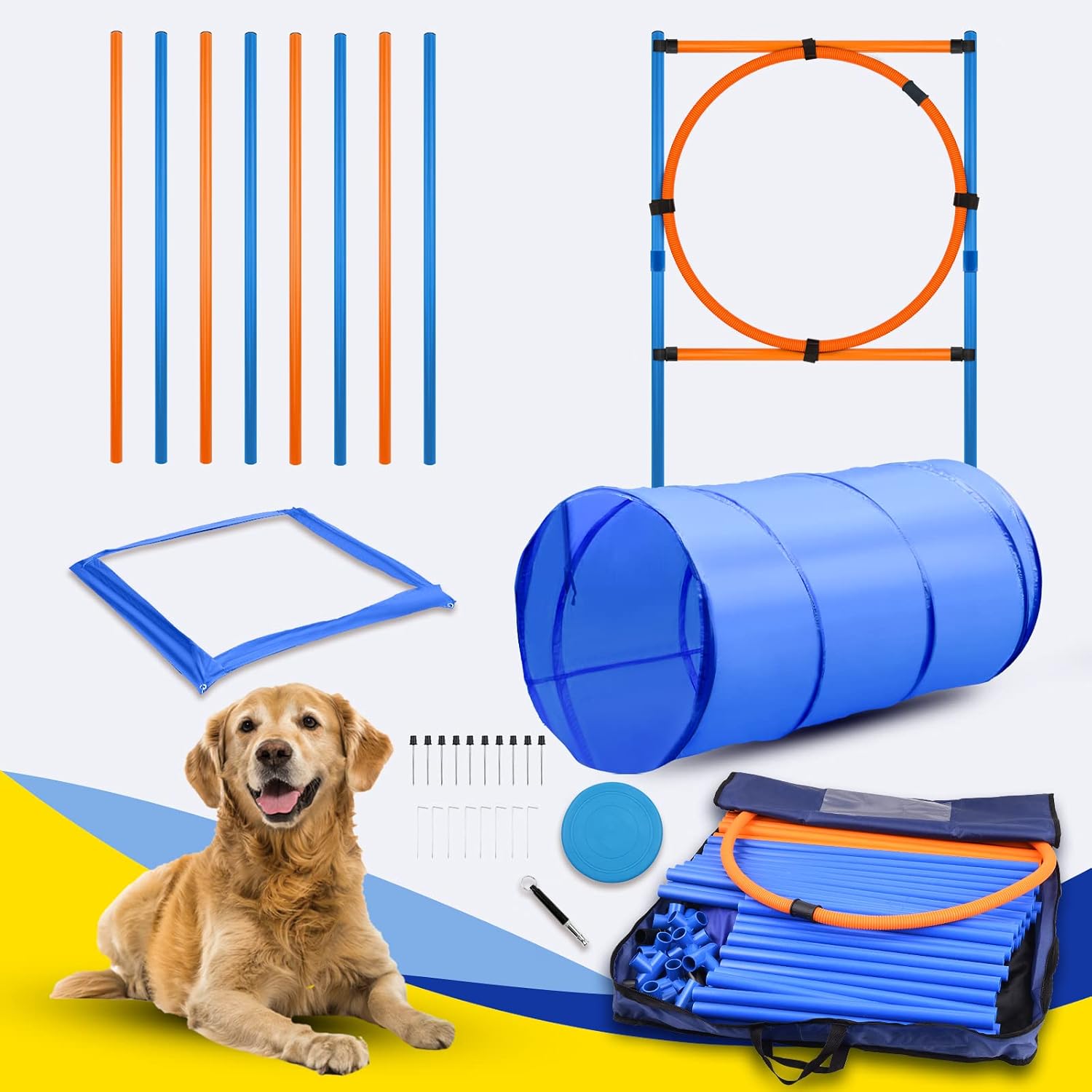 YON.SOU. Dog Agility Training Equipment Dog Agility Course Obstacle Backyard Game,Agility Training Equipment for Dogs with Tunnel,Weave…