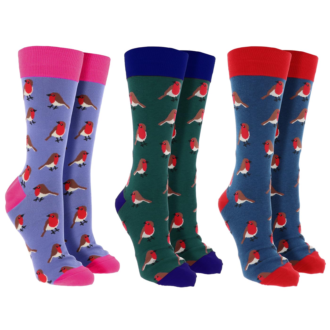 Joe Davies Unisex Robin Sock Society Nature Collection Of Funky And Fun Socks - Bee's, Owls, Frogs, Dragonfly & More! (Uk, Alpha, One Size, Regular, Regular, )