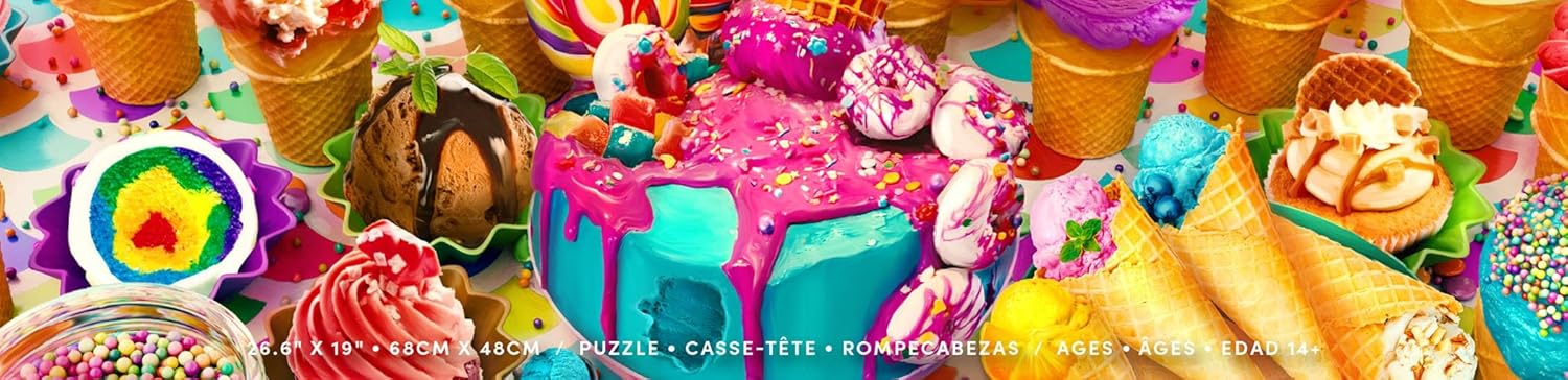 Ceaco - Cupcakes & Ice Cream - 500 Larger Sized Piece Jigsaw Puzzle - Colorful Puzzle for Adults – Precision-Cut Pieces, Beautiful Artwork, and Hours of Relaxing Fun