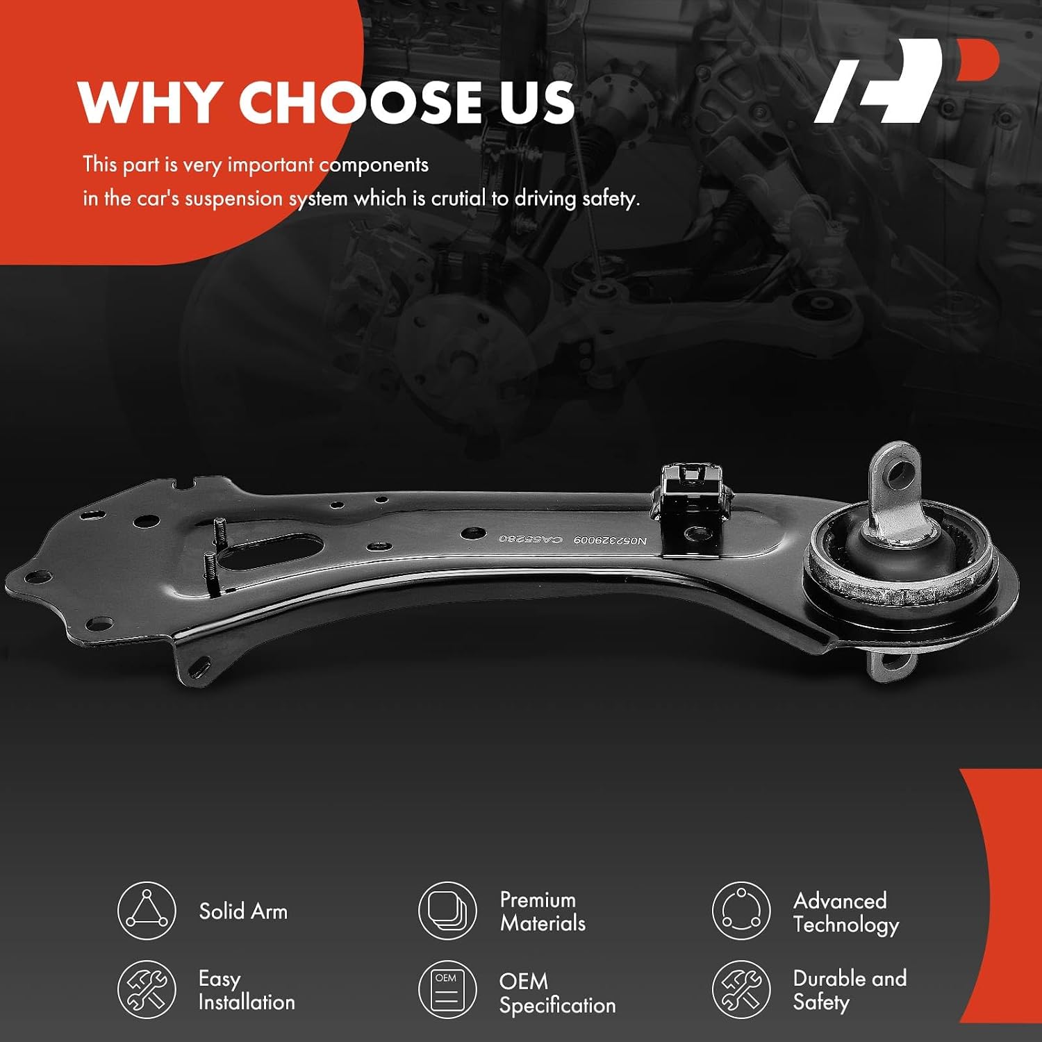 A-Premium Rear Right Suspension Trailing Arm, with Bushing, Compatible with Hyundai Sonata 2015-2016